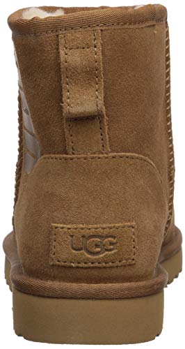 UGG Female Classic Mini UGG Rubber Logo Classic Boot, Chestnut, 6 (UK)