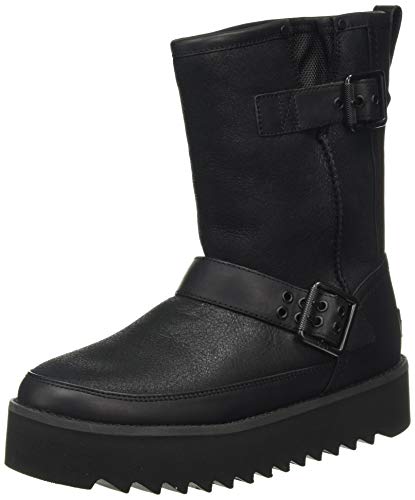 UGG Female Classic Rebel Biker Short Classic Boot, Black, 8 (UK),41(EU)