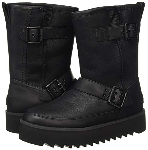 UGG Female Classic Rebel Biker Short Classic Boot, Black, 8 (UK),41(EU)