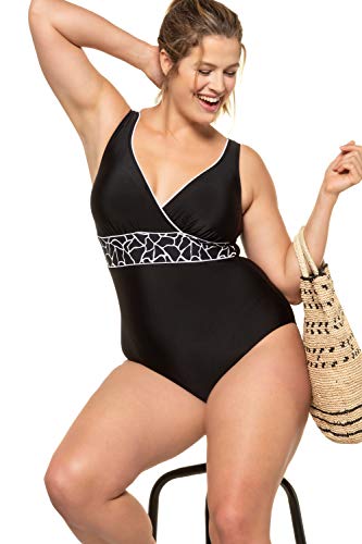 Ulla Popken Große Größen Badeanzug Giraffe Einsatz Traje de baño de una Sola Pieza, Negro (Negro 72763410), 44 para Mujer