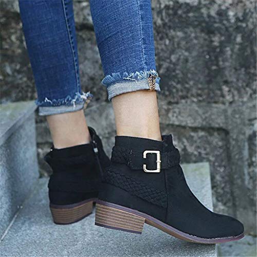 UMore Botas Mujer Tobillo Tacon Botines Bloque Slip on Chelsea Boots Atajo Fiesta Chunky Medio Verano Verano Zapatos