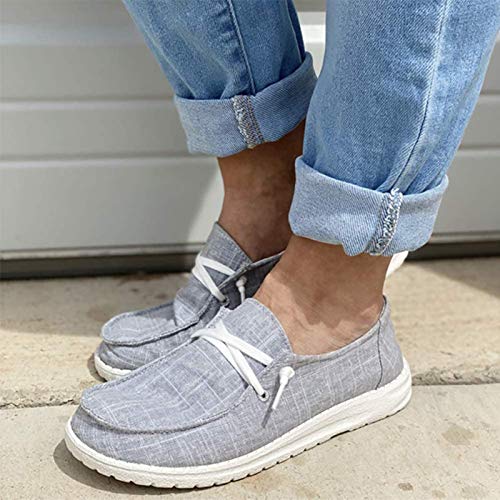 UMore Mujer Mocasines de Lona Moda Loafers Casual Zapatos de Conducción Cómodos Zapatillas del Barco