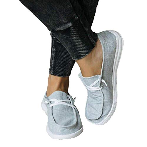 UMore Mujer Mocasines de Lona Moda Loafers Casual Zapatos de Conducción Cómodos Zapatillas del Barco