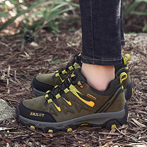 Unitysow Zapatillas de Trekking para Hombres Zapatillas de Senderismo Botas de Montaña Antideslizantes AL Aire Libre Zapatillas de Camping Zapatillas de Deporte EU35-47,Verde Oscuro-2,EU45