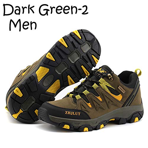 Unitysow Zapatillas de Trekking para Hombres Zapatillas de Senderismo Botas de Montaña Antideslizantes AL Aire Libre Zapatillas de Camping Zapatillas de Deporte EU35-47,Verde Oscuro-2,EU45