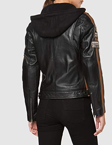 Urban GoCo Chaqueta Moto Mujer de Cuero Urban Leather '58 LADIES', Chaqueta Cuero Mujer, Cazadora Moto de Piel de Cordero, Armadura Removible para Espalda, Hombros y Codos Aprobada por la CE |Negro, M