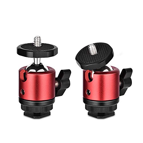 UTEBIT 360 Degree Mini rótula de trípode Soporte Cabeza de Bola de Metal con 1/4"Tornillo Zapata Bola Cabeza Adaptador para DSLR Cámara Videocámara Light Bracket - 2 Piezas