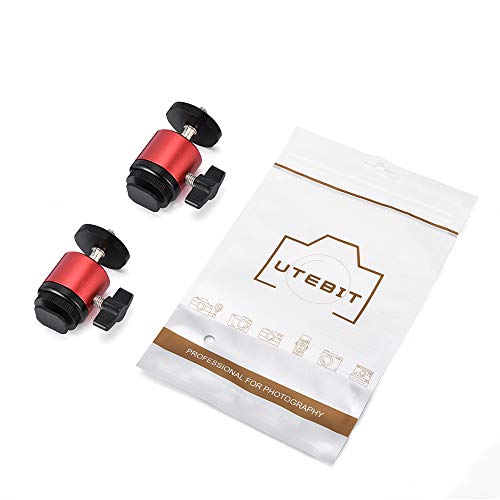 UTEBIT 360 Degree Mini rótula de trípode Soporte Cabeza de Bola de Metal con 1/4"Tornillo Zapata Bola Cabeza Adaptador para DSLR Cámara Videocámara Light Bracket - 2 Piezas