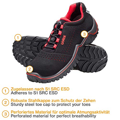 Uvex Motion Style Calzado Profesional de Seguridad S1 SRC ESD - Zapatilla Deportiva de Trabajo - Puntera Antiaplastamiento Metálica