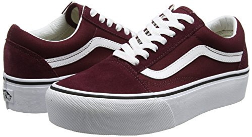 Vans Old Skool Platform, Zapatillas de Entrenamiento, Rojo (Port Royale/True White), 35 EU