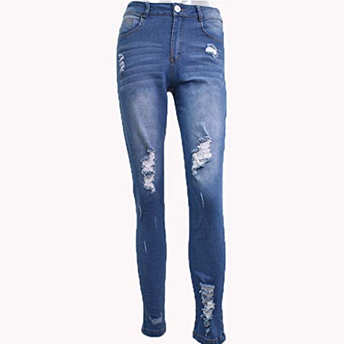 Vaqueros Rotos Mujer Pantalones Lápiz Ajustados Pantalones Largos Casual Cintura Alta Pantalones Pitillos Elásticos Push Up Skinny Jeans de Mujer Adelgazados Otoño Invierno RISTHY