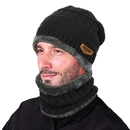 VBIGER Gorras Con Bufanda y Gorros de punto Sombreros de Invierno Hombre