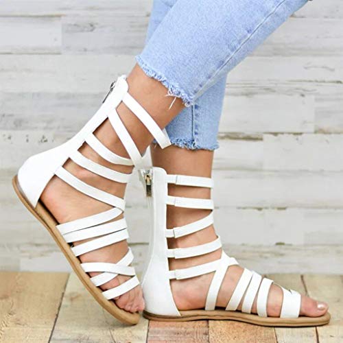 Vectry Zapatos Abotinados Mujer Sandalias Mujer Verano 2019 Chanclas De Mujer Zapatos Tacon Ancho Mujer Zapatos De Mujer Planos Zapato De Verano Mujer Zapatos Casual De Mujer Blanco