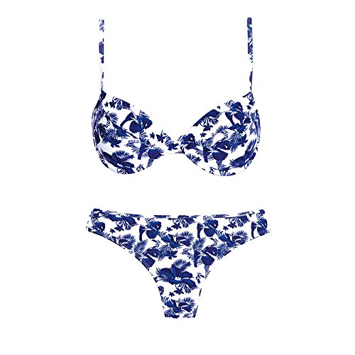 VENCA Bikini con Aros Estampado Sujetador de Copas con Aros y Relleno Mujer - 014887,Estampado Azul Marino,115B