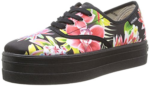 Victoria Ingles Rosa Estampado Flores - Botas de Canvas para Mujer Negro Negro 40