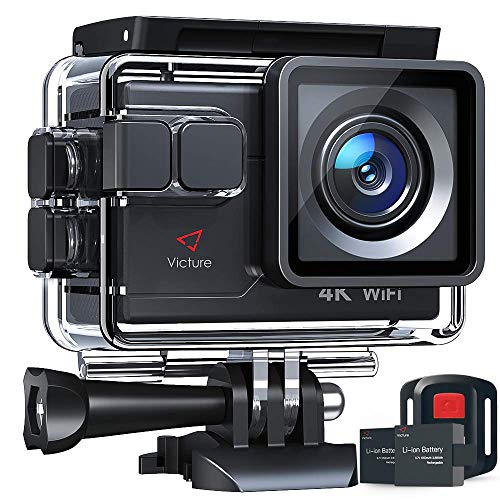 Victure Cámara Deportiva 4K Wi-Fi 20MP Camara Acuática Camaras Acción Sumergible de 40M Multifuncional EIS Lapso de Tiempo Cámara Lenta con Control Remoto Micrófono Externo