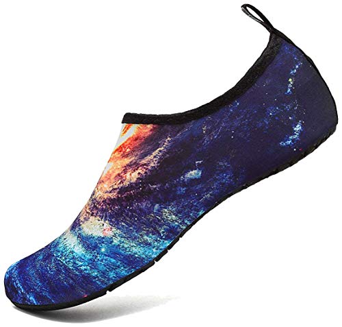 VIFUUR Zapatos de Agua Hombres Mujeres niños Aqua Yoga Descalzos de Secado rápido Slip-en los Calcetines Starry Azul EU40/41