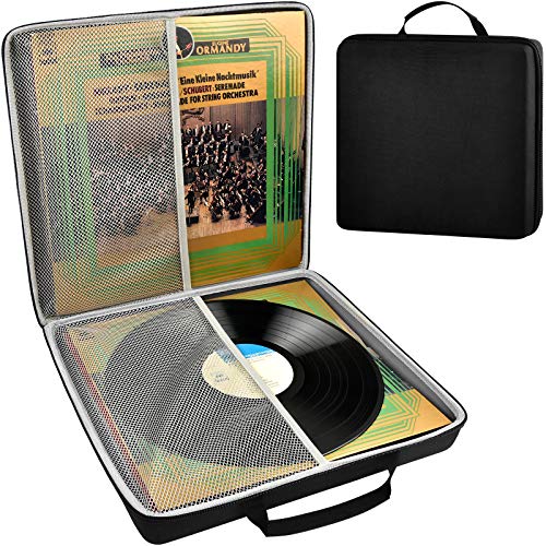 Vinyl Record - Caja de almacenamiento para discos de vinilo (18 unidades, vinilo)