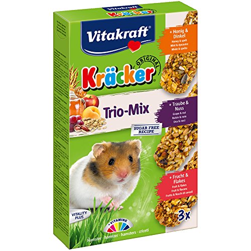 Vita Fuerza Kräcker Trio de mezclar, akku-knabber Barras para hámster con miel/nogal/fruta, 3 barras