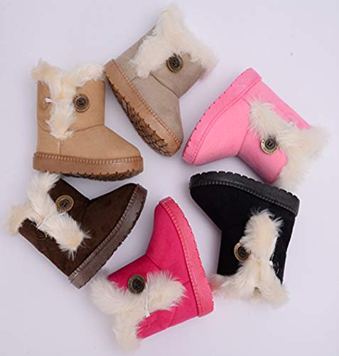 Vorgelen Botas de Nieve para Niños Invierno Felpa Botines Calentar Botas de Nieve Bebés Antideslizantes Zapatos Botas (Rosa - 21 EU = Etiqueta 22)