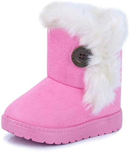 Vorgelen Botas de Nieve para Niños Invierno Felpa Botines Calentar Botas de Nieve Bebés Antideslizantes Zapatos Botas (Rosa - 21 EU = Etiqueta 22)