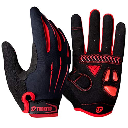 WACCET Guantes MTB Dedos Largos Guantes Ciclismo con Pantalla Táctil, Antideslizante Guantes de Ciclismo Bicicleta Largos para Hombres y Mujeres (Rojo2, M)