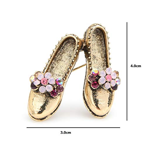 wangk Retro Vintage Zapatos broches Mujeres Metal Rosa Rhinestone Flor Bowknot Zapatos Broche Pines Regalos