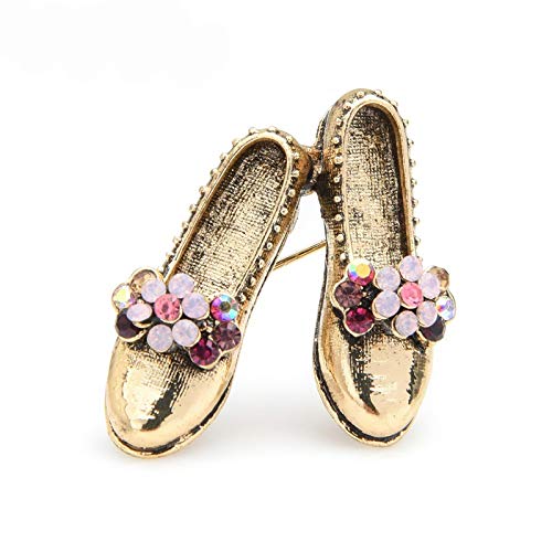 wangk Retro Vintage Zapatos broches Mujeres Metal Rosa Rhinestone Flor Bowknot Zapatos Broche Pines Regalos