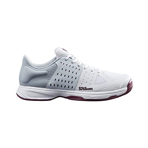 Wilson Zapatillas de deporte para mujer, KAOS COMP W, Blanco/Azul claro/Gris, 38 2/3, Para todo tipo de superficies, Todo tipo de jugadores, WRS327640E055