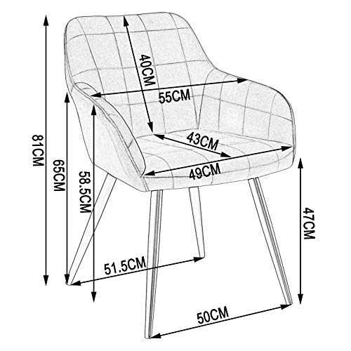 WOLTU 1 x Sillas de Comedor Nordicas Estilo Vintage Juego de 1, Silla de Cocina Silla Tapizada con Reposabrazos Tapizadas Terciopelo, Estructura de Metal, Rosa BH232rs-1