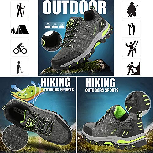 Wowei - Botas de senderismo, impermeables, para exteriores, deportivas, antideslizantes, cómodas, ligeras, de montaña, para trekking, para hombre y mujer, color Negro, talla 42 EU