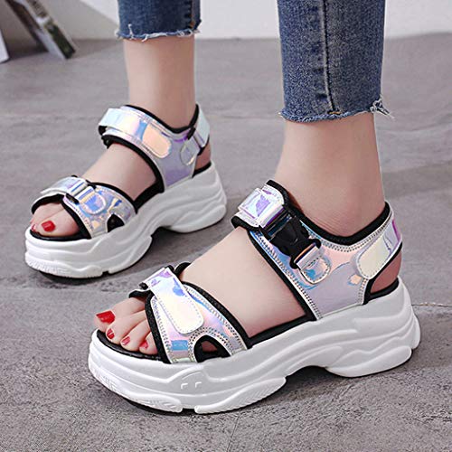 Wyxhkj Sandalias Mujer Cuña Plataforma Bohemias Sandalias De Punta Abierta Para Los Deportes Al Aire Libre Sandalias Romanas Planas Zapatos De Mujer De Verano Zapatos Deportiva