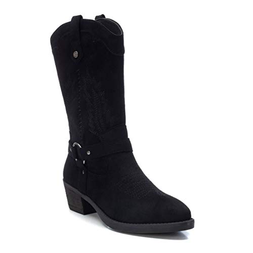 XTI - Bota Alta de Mujer Tipo campera - Cierre con Cremallera - Negro - 37 EU