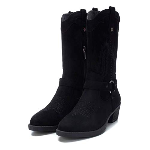 XTI - Bota Alta de Mujer Tipo campera - Cierre con Cremallera - Negro - 37 EU