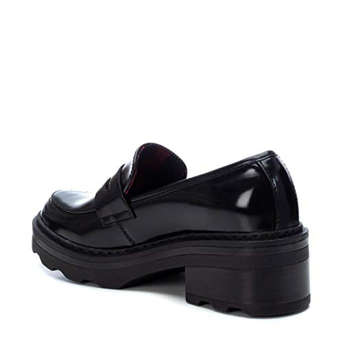 XTI - Zapato mocasín para Mujer - Tacón Cuadrado - Negro - 39 EU