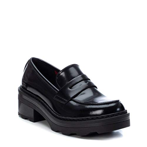 XTI - Zapato mocasín para Mujer - Tacón Cuadrado - Negro - 39 EU