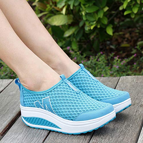 XXXZZL Zapatillas para Mujer Moda Zapatos De Balanceo Slip-On Malla Zapatillas Deportivas Transpirable Ligero Casual Zapato Al Aire Libre Zapatillas De Running,03,38