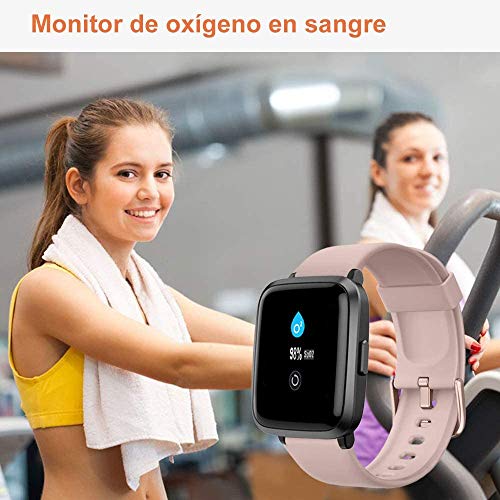 YAMAY Smartwatch con Oxímetro de Pulso Esfigmomanómetro y Pulsómetro Reloj Inteligente Impermeable para Hombre Mujer, Pulsera de Actividad Inteligente podómetro con Cronómetro para Android iOS