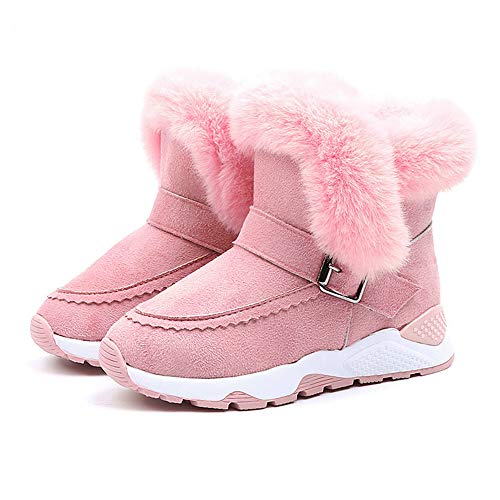 YanHoo Zapatos para niños Botas de Nieve cálidas de Piel de Felpa para niños Botas Cortas Zapatos Niño Piel Rebaño Invierno Botín Zapatos de Nieve cálida Botas Zapatos de otoño e Invierno