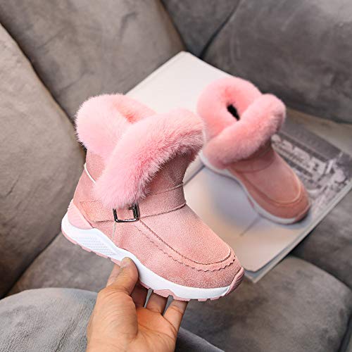 YanHoo Zapatos para niños Botas de Nieve cálidas de Piel de Felpa para niños Botas Cortas Zapatos Niño Piel Rebaño Invierno Botín Zapatos de Nieve cálida Botas Zapatos de otoño e Invierno