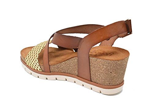 YOKONO Mavile 005, Sandalias con Punta Abierta para Mujer, Marrón (Cuero 002), 37 EU