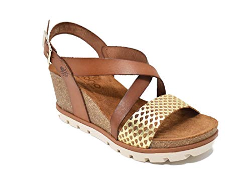 YOKONO Mavile 005, Sandalias con Punta Abierta para Mujer, Marrón (Cuero 002), 37 EU