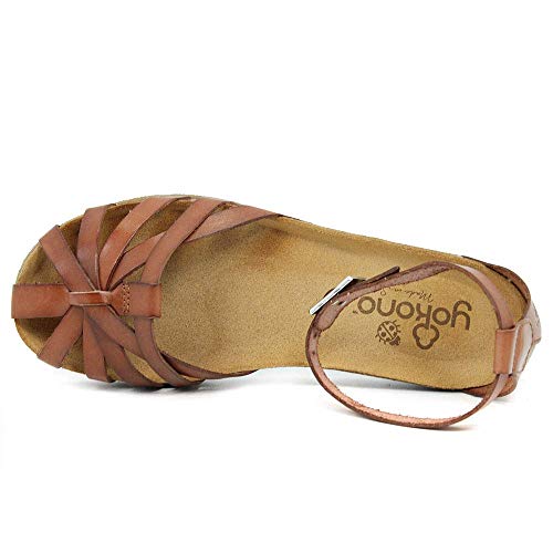 YOKONO Villa 011 Vaquetilla Nuez, Sandalias con Correa de Tobillo para Mujer, Marrón (Walnut), 36 EU