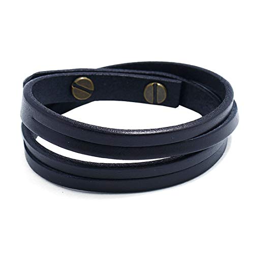 Yolistar Pulsera Hombre y mujer de Cuero Premium para en Negro y Marrón, Pulsera Cuero Trenzado Hombre Ajustable, 2 piezas Cuero de vaca real Estilo punk simple