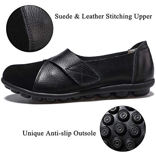 Yooeen Zapatos Mocasines Cómodos para Mujer Calzado de Trabajo Antideslizante Velcro Loafers Zapatos de Conducción