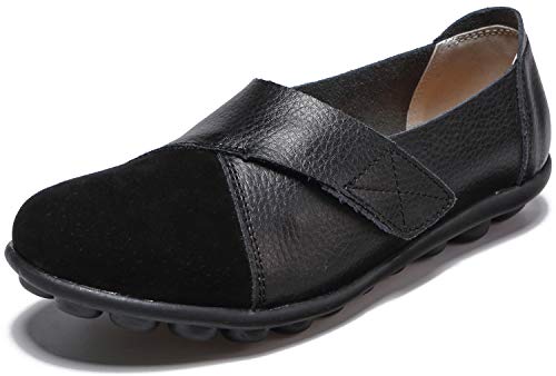 Yooeen Zapatos Mocasines Cómodos para Mujer Calzado de Trabajo Antideslizante Velcro Loafers Zapatos de Conducción