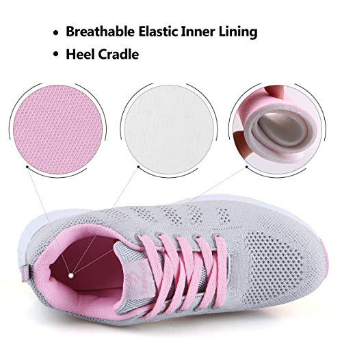 Youecci Zapatillas de Deportivos de Running para Mujer Deportivo de Exterior Interior Gimnasia Ligero Sneakers Fitness Atlético Caminar Zapatos Transpirable Rosa 40 EU