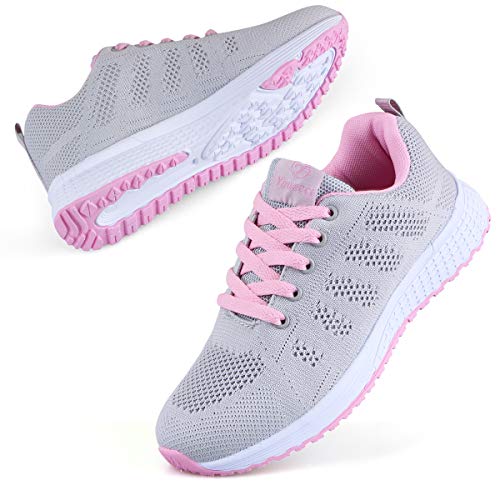 Youecci Zapatillas de Deportivos de Running para Mujer Deportivo de Exterior Interior Gimnasia Ligero Sneakers Fitness Atlético Caminar Zapatos Transpirable Rosa 42 EU