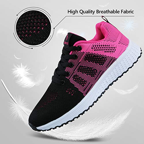 Youecci Zapatillas de Deportivos de Running para Mujer Deportivo de Exterior Interior Gimnasia Ligero Sneakers Fitness Atlético Caminar Zapatos Transpirable Rojo 40 EU