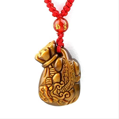 YOUZYHG co.,ltd Collar de Ojo de Tigre Collar con Colgante de Piedra con Bolsa de Dinero Cadena Ojo de Tigre Foo Collar con Colgante de Perro Amuleto Colgante de la Suerte My Mule Jade Jewelry